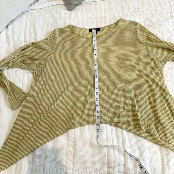 Comfy USA Top Womens Large Yellow Butter Striped Long-Sleeve Lagenlook Crinkle - Picture 8 of 10